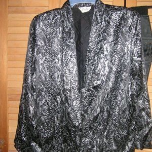 Vintage snake print blazer satin ish silver black L/XL E.J. & Gee of New York